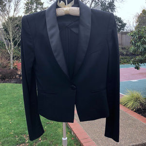 BCBG Black Cropped Tuxedo Jacket, XS